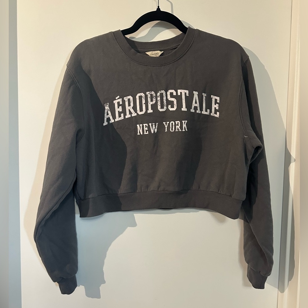 5/$25 Aeropostale grey Crop Top Sweatshirt
